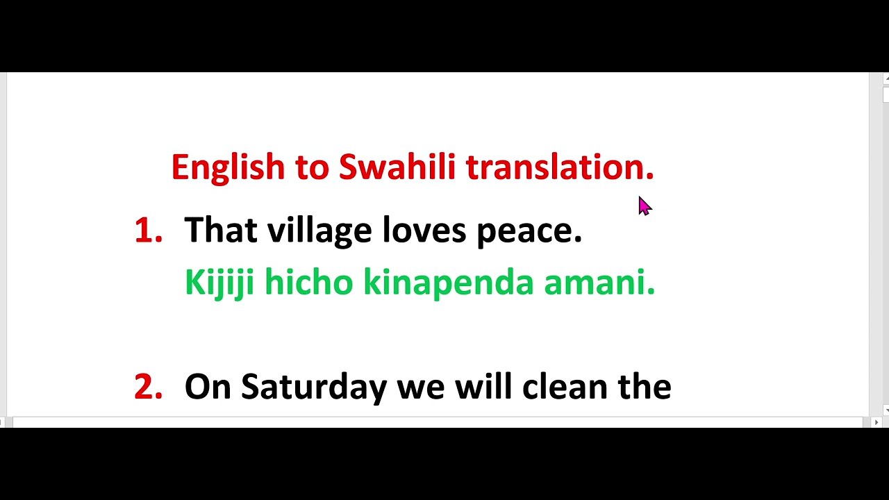 The Word Peace In Swahili