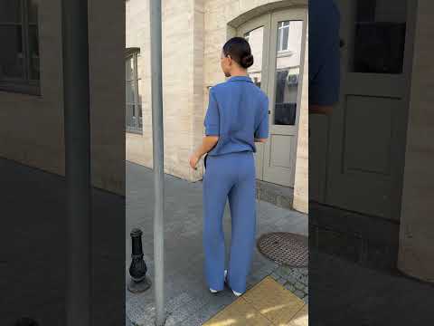 Женский костюм рубашка брюки из льна жатки, размеры XS-S, M-L, XL-XXL, видео 1