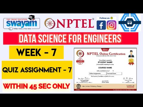 Data Science For Engineers | Week 7 Answers 2023 | NPTEL ||