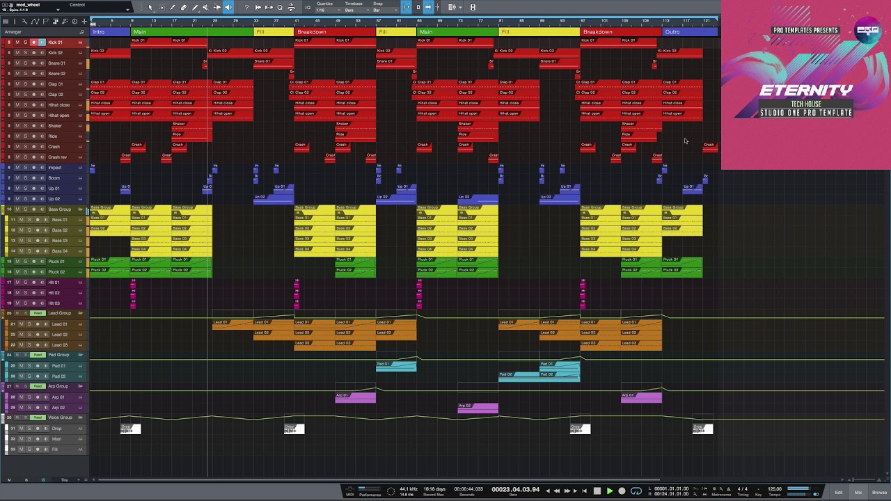 Tech House Studio One Pro Template Eternity