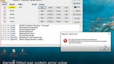 xampp httpd exe system error solve || code lander