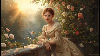 She Waited in Golden Silence 🌹 Romantic Garden Muse | Dreamy Vintage Aesthetic Visual screenshot 1