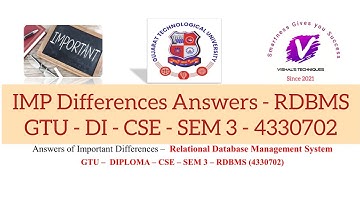 Answers of IMP Differences RDBMS 4330702 | Relational Database Management System IMP Difference | DI