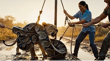🔥 Brave Heroes Save Lioness from Giant Python After Crash  Heart Stopping Wildlife Rescue Movie