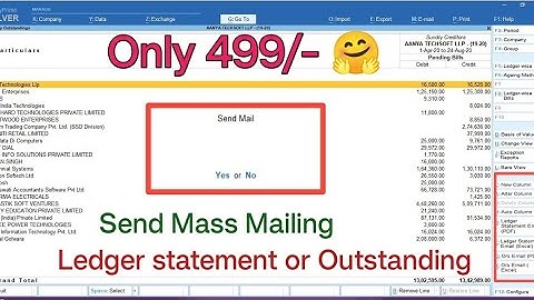 1 Click से Party को Send करे Outstanding/Statement Ledger ।tally prime