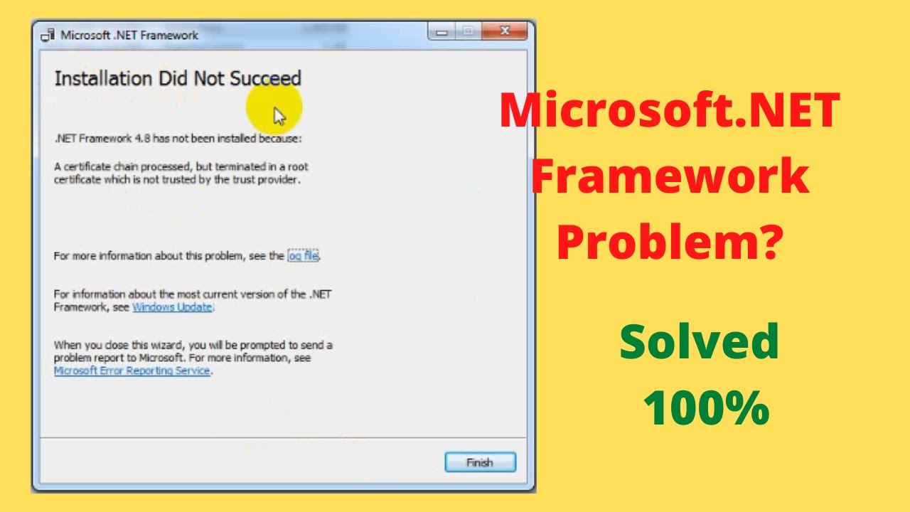 how to solve net framework problem in windows 8