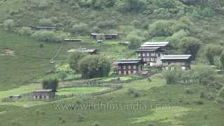 Beautiful traditional Bhutanese homes in central Bhutan