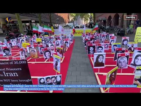 Cologne & Hamburg—June 10, 2023: MEK supporters held rallies in solidarity with the Iran Revolution