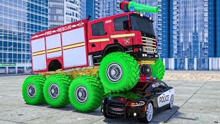 Fire Truck Frank calls NEW Fire Engine Monster Truck to Deal with Gas Station Fire
