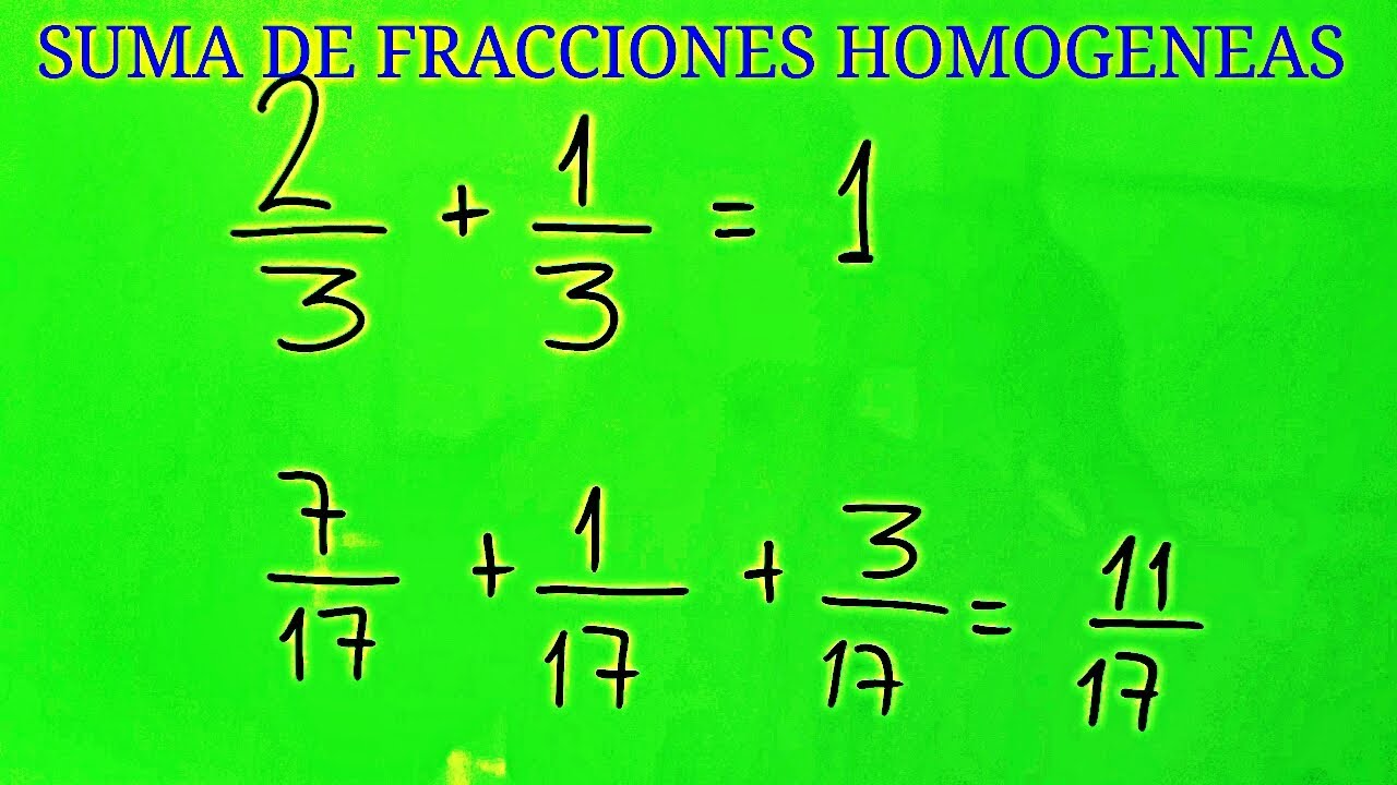 SUMA DE FRACCIONES HOMOGENEAS YouTube