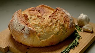 RUSTIC ROSEMARY GARLIC BREAD: Artisan Bread Anyone Can Make