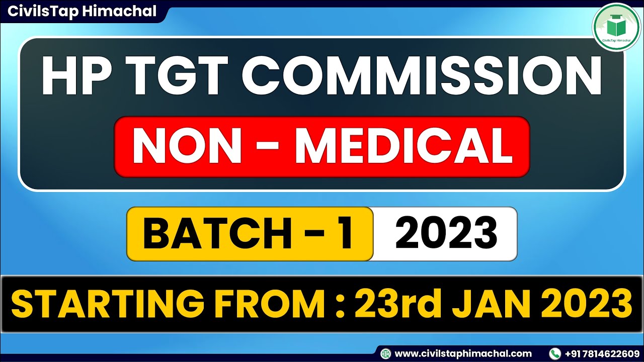 HP TGT Commission | non-Medical | Batch - 1 | Starting from 23 Jan 2023 | Course Details