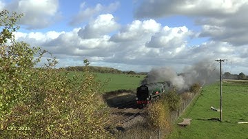 34028 Eddystone hurries past Wardle with The Varsity Explorer - 25/10/2025