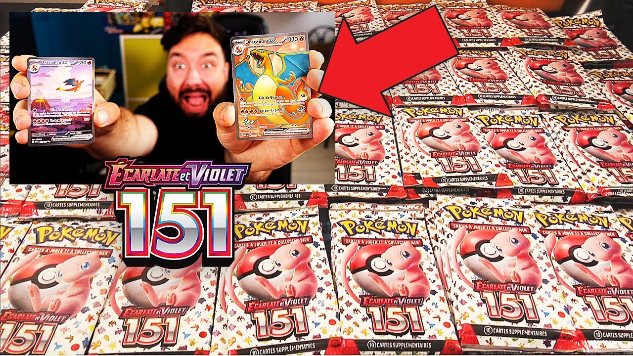 LA MEILLEURE OUVERTURE DE 100 BOOSTERS 151 POKEMON FR ! CARTE DRACAUFEU  SECRETE ! 