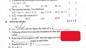 7th class FA-2 Mathematics question paper 2022-2023💫💥💢