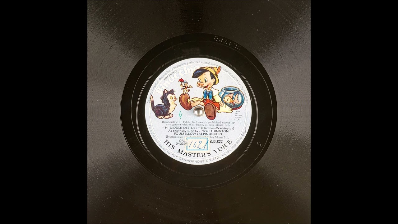 Pinocchio - Hi Diddle Dee Dee 1940 (Walter Catlett & Dickie Jones Vocals) (HMV BD 822)
