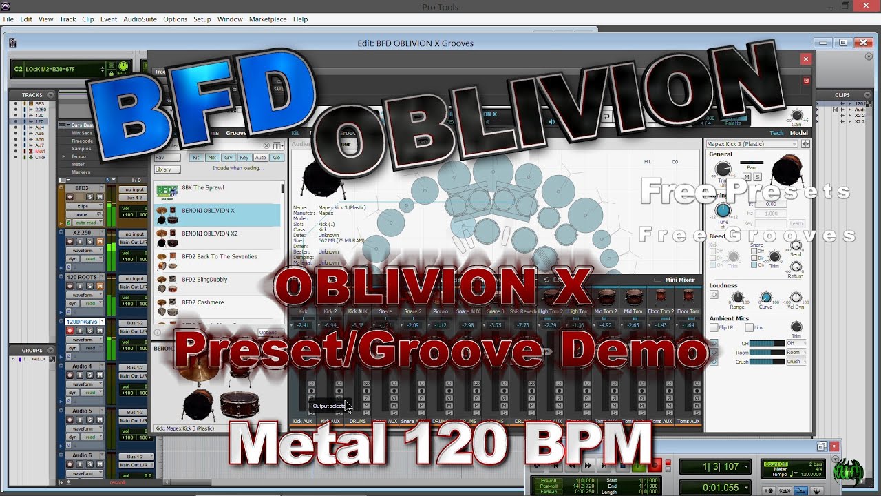 BFD OBLIVION X 120 BPM Grooves - BFD3 Metal Drums