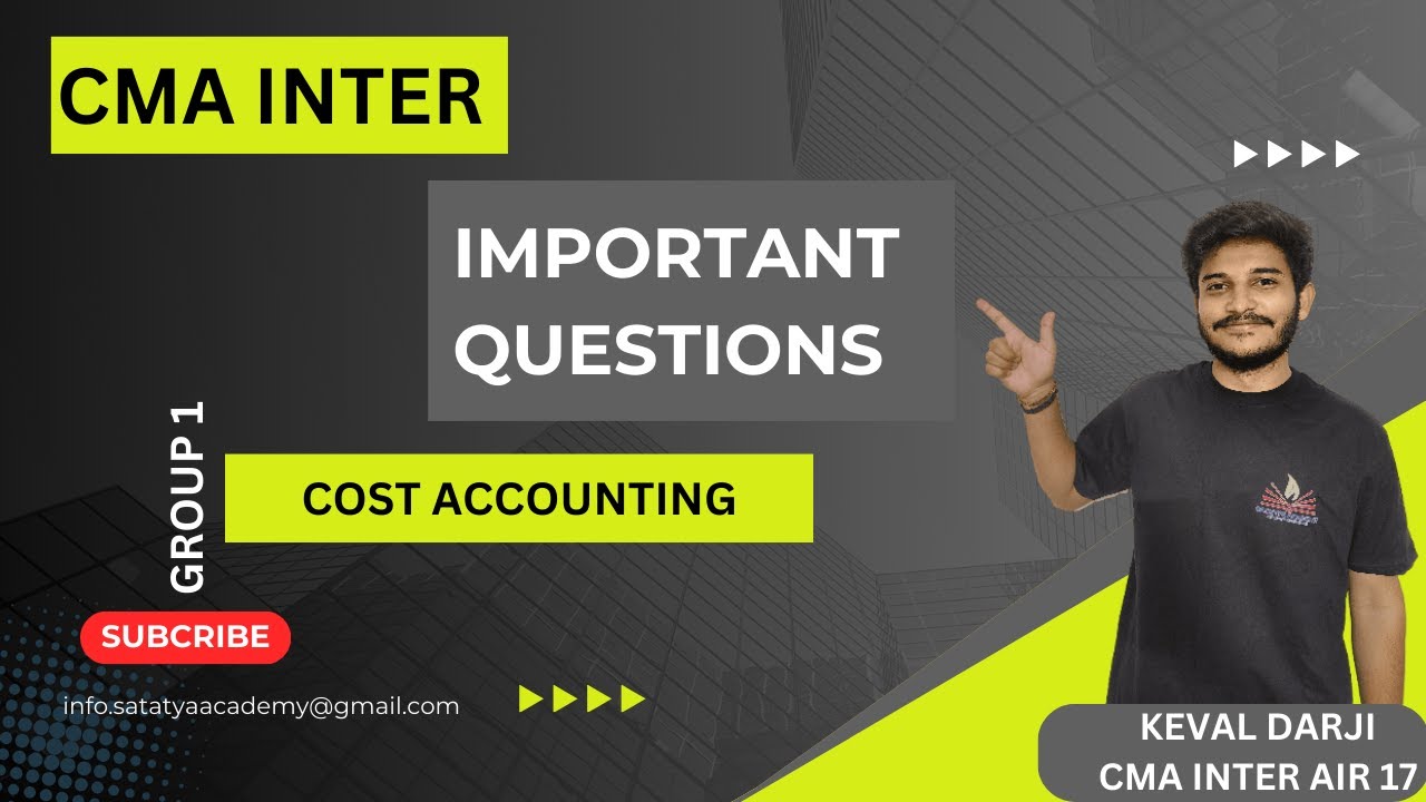 l CMA INTER COST ACCOUNTING IMPORTANT QUESTION 📖 l GROUP 1 l PAPER 8 l ...