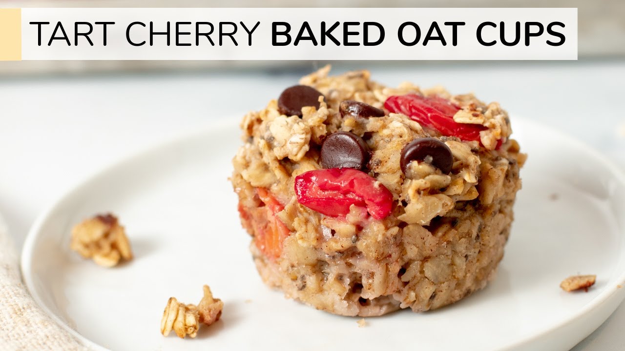 TART CHERRY + CHOCOLATE BAKED OATMEAL CUPS | Clean & Delicious