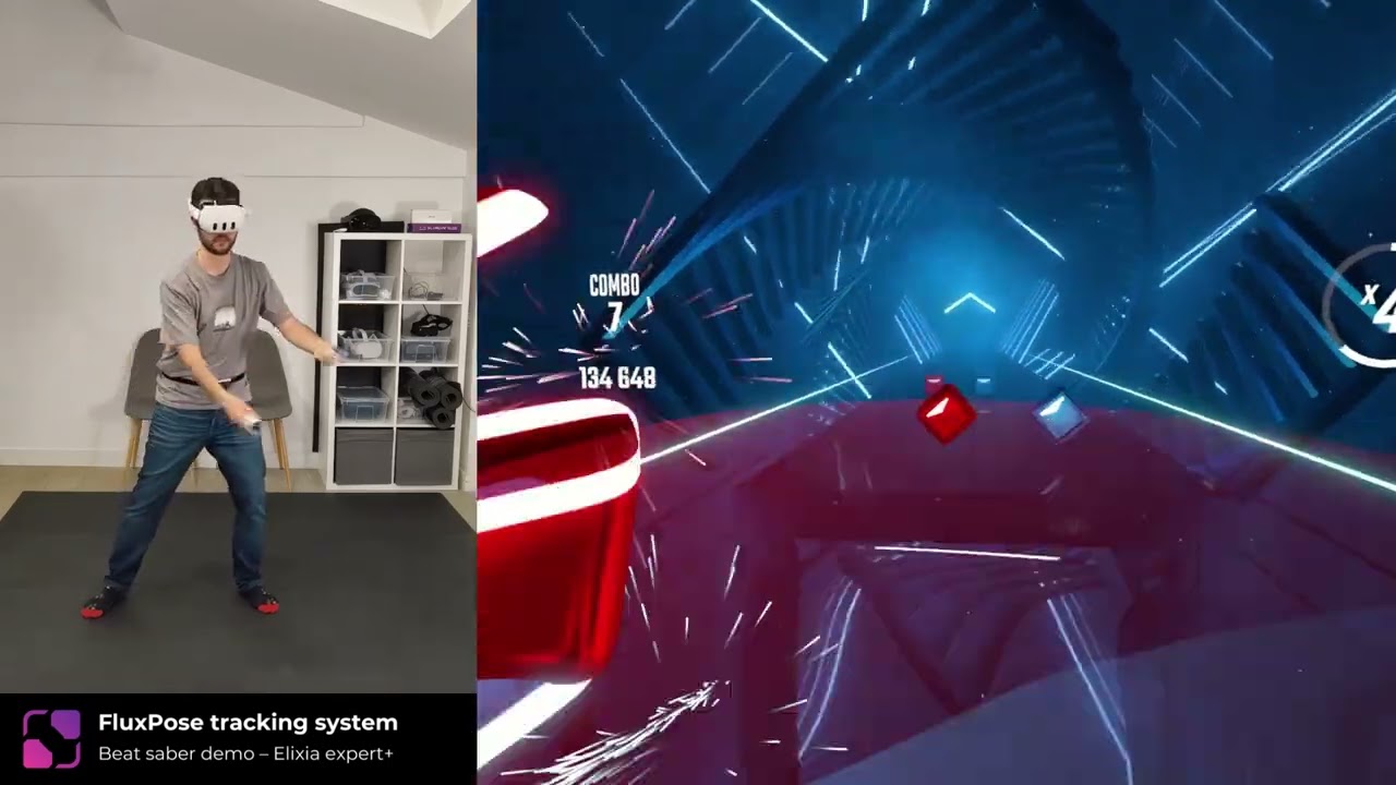 FluxPose Beat Saber Demo: Trackers Turned into DIY Controllers 🎮✨