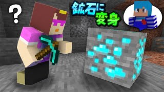 鉱石ブロックに変身してお母さんにイタズラ！😯【マイクラ / まいくら / マインクラフト】