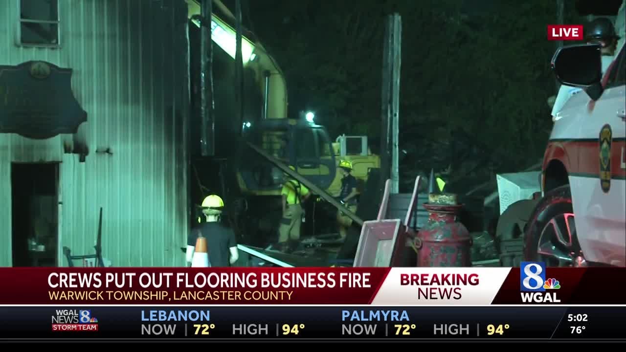 Crews respond to fire at Warwick Township flooring business - YouTube