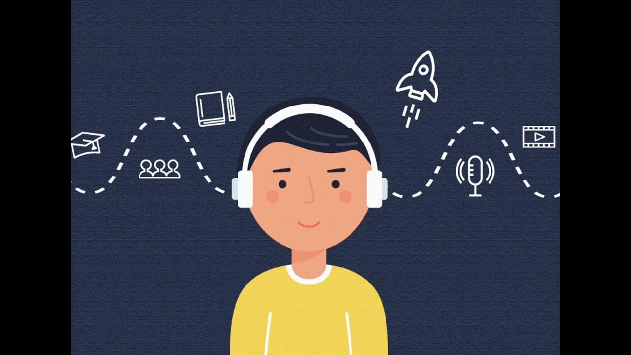 Английский на слух. Аудирование. Аудирование картинки. Женщина обучается. Прослушивание музыки.