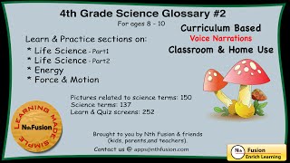 4th Grade Science Glossary # 2 : Learn and Practice Worksheets for home  and classroom