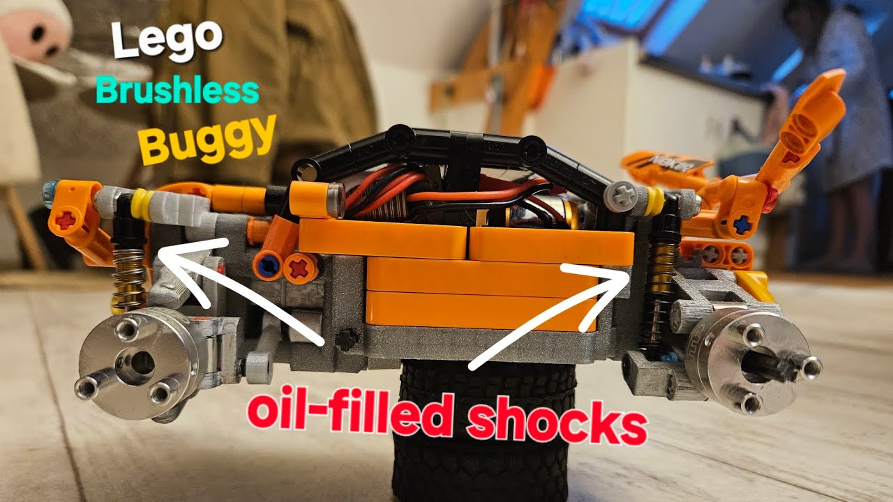 Testing the oil-filled shocks on my new Brushless Lego Bashing Buggy