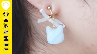 「ねこドロップスイヤリング」ミルキーカラーが耳元でゆらゆら｜C CHANNEL DIY