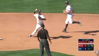 BOS@SD: Sardinas turns two, call stands after review