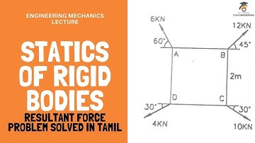 Statics of Rigid bodies | Problem solved in tamil | Resultant force