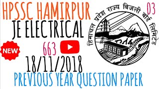 Part-03|post code-663|HPSSC-JE(ELECTRICAL)| TECHNICAL PAPER Solution@ElectricalGenie#hpjeelectrical