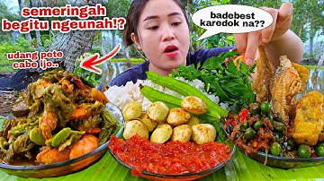 SUNDA HEULAH⁉️ KAREDOK LEUNCA UDANG PETE SAMBAL IJO LALAPAN MENTAH JENGKOL MUDA KECIPIR KEMANGI
