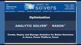 Optimization Applications from Analytic Solver® to RASON®  - July/ 2021