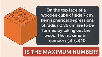 On the top face of the wooden cube of side 7 cm, hemispherical depressions of radius 0.35 cm ...