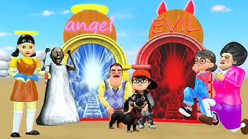 Scary Teacher 3D vs Squid Game Does Miss T Deserve To Go To Heaven OR Go Down Hell 5 Times Challenge