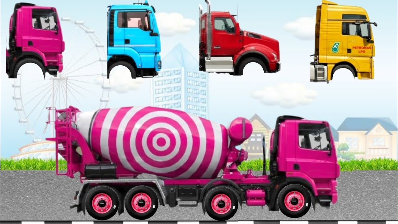 TEBAK GAMBAR DENGAN BENAR! JENIS ALAT BERAT TRUK MOLEN, TRUK PASIR, TRUK TANGKI, TRUK OLENG
