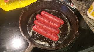 Earl Campbell's Red Hot Links fried with spicy mayonnaise sandwich