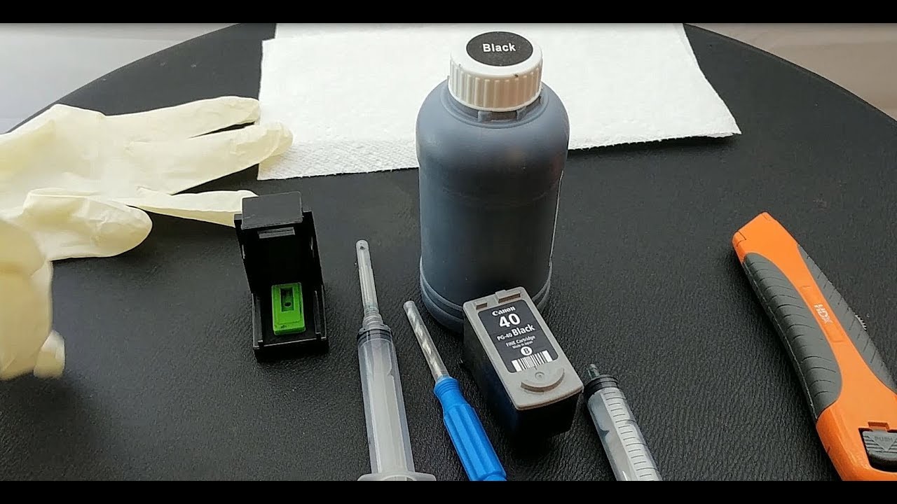 Como rellenar el cartucho Canon PG-40 Negro - YouTube