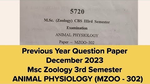 Previous year question paper | ANIMAL PHYSIOLOGY | Msc Zoology 3rd Semester  December 2023 |