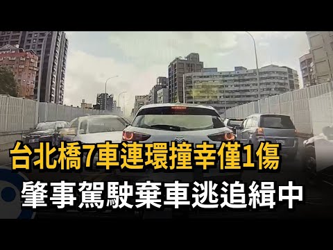 台北橋7車連環撞幸僅1傷 肇事駕駛棄車逃追緝中－民視新聞