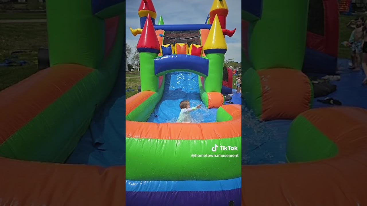 Hometown Amusement Rainbow Mega Wet/Dry Bounce Slide Combo
