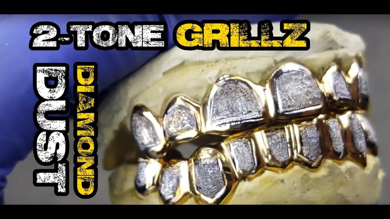Gold Custom Grillz 2-Tone "Diamond-Dust" Teeth Grills - BlingCartel.Com
