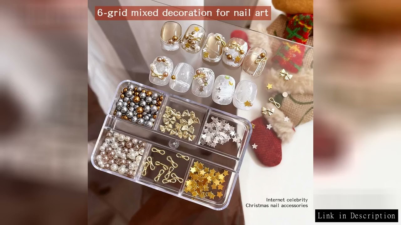 6 Grid Mini Christmas Nail Art Kit With 3D Star Bow Ball Beads Nail Decorations Accessories For DIY