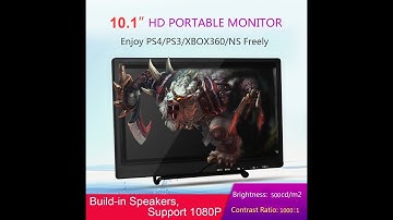 Agedok 10.1" Portable Monitor 1366x768 Support 1080P  for Raspberry Pi/PS3/PS4/XBOX360...