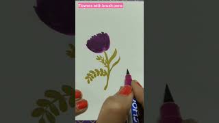 #flowers #leaves #howtopainteasy #domsbrushpens #simpleflowers #youtubeshorts #shorts #metalic pens