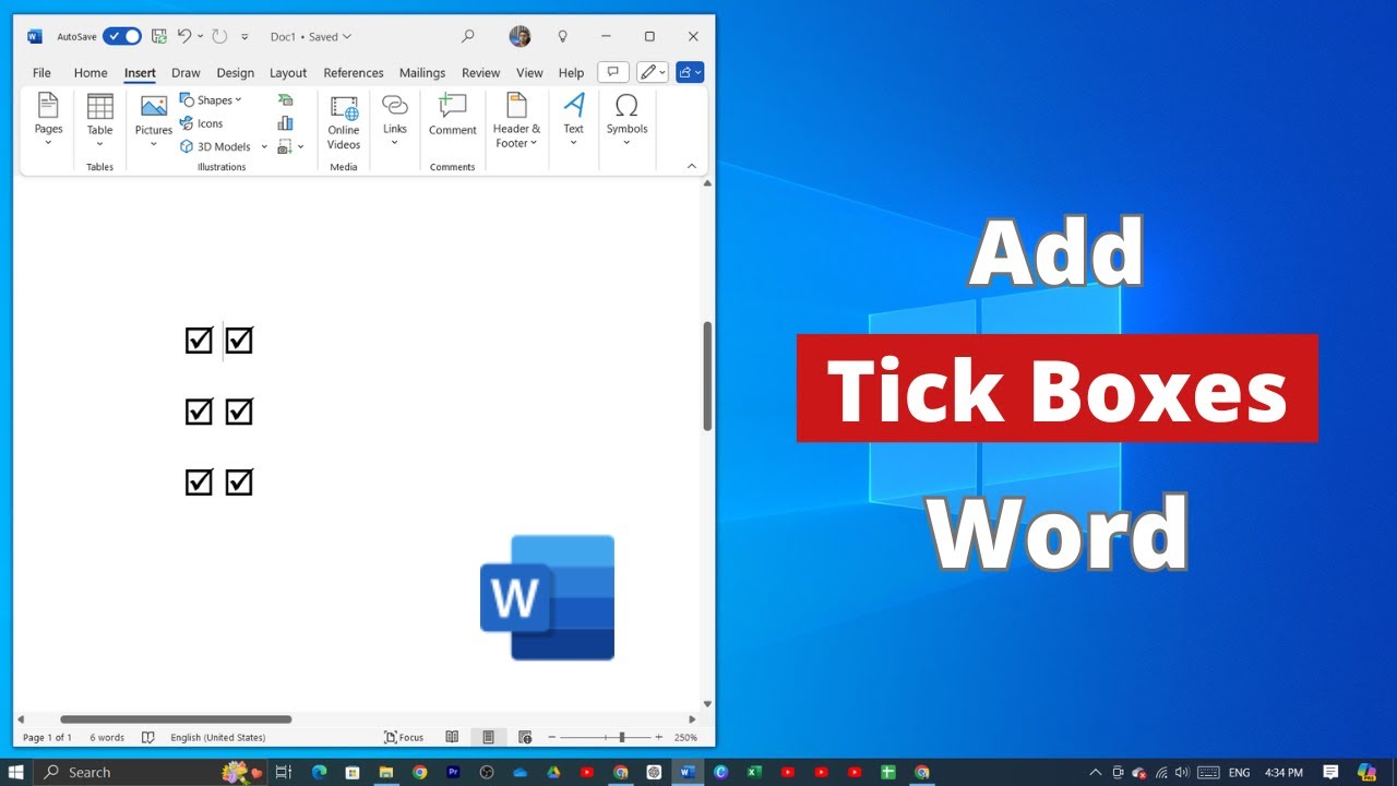 How to Add Tick Box on Microsoft Word - YouTube
