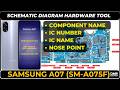 Samsung A07 4g (SM-A075f) Component Name number | IC Name | IC nose Point Schematic diagram | DMR