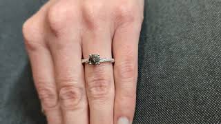 Salt and Pepper Diamond Ring Solitaire White Gold Engagement Ring Petite Twist Half Eternity Ring